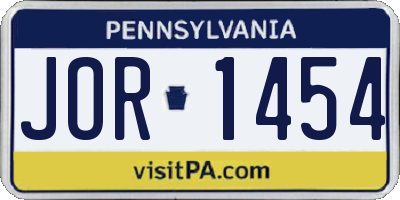 PA license plate JOR1454
