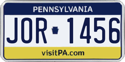 PA license plate JOR1456