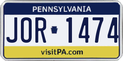 PA license plate JOR1474