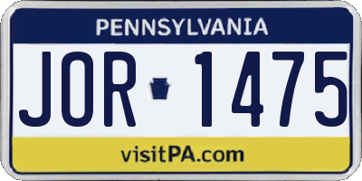 PA license plate JOR1475