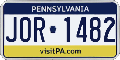 PA license plate JOR1482
