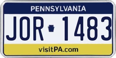 PA license plate JOR1483