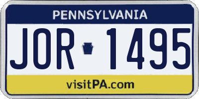 PA license plate JOR1495