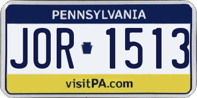 PA license plate JOR1513