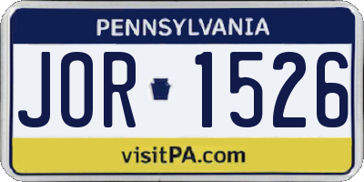 PA license plate JOR1526