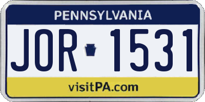 PA license plate JOR1531