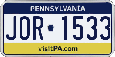 PA license plate JOR1533
