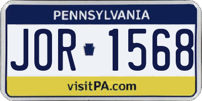 PA license plate JOR1568