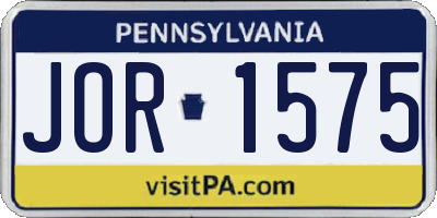 PA license plate JOR1575