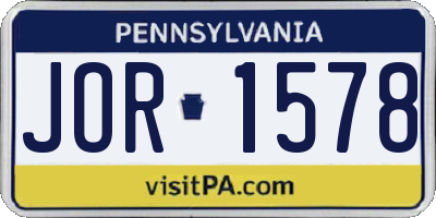 PA license plate JOR1578