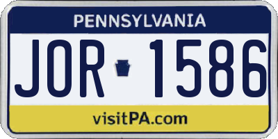PA license plate JOR1586