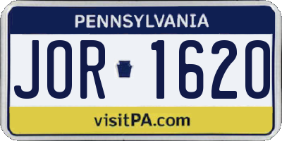 PA license plate JOR1620
