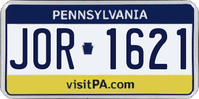 PA license plate JOR1621