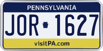 PA license plate JOR1627