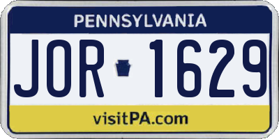 PA license plate JOR1629