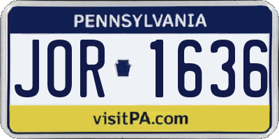 PA license plate JOR1636