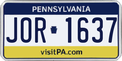 PA license plate JOR1637