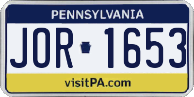 PA license plate JOR1653