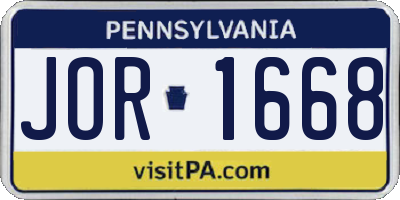 PA license plate JOR1668