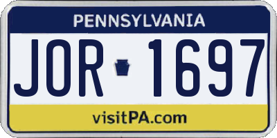 PA license plate JOR1697