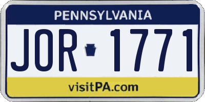 PA license plate JOR1771