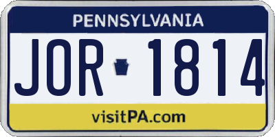 PA license plate JOR1814