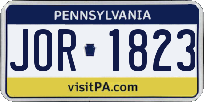 PA license plate JOR1823