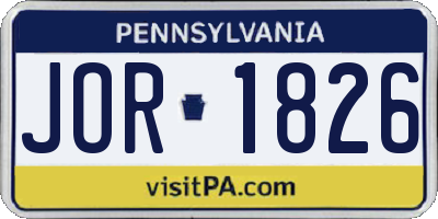 PA license plate JOR1826