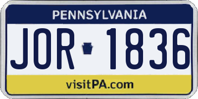 PA license plate JOR1836