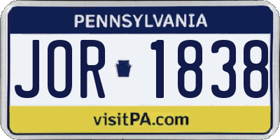 PA license plate JOR1838