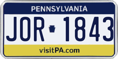 PA license plate JOR1843