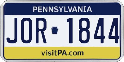 PA license plate JOR1844