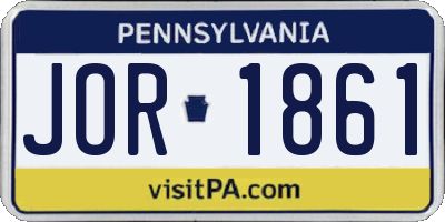 PA license plate JOR1861