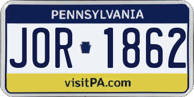 PA license plate JOR1862