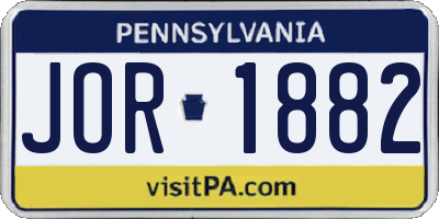 PA license plate JOR1882