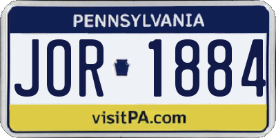PA license plate JOR1884