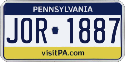 PA license plate JOR1887