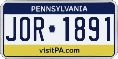 PA license plate JOR1891