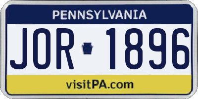 PA license plate JOR1896