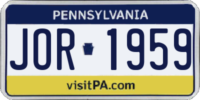 PA license plate JOR1959