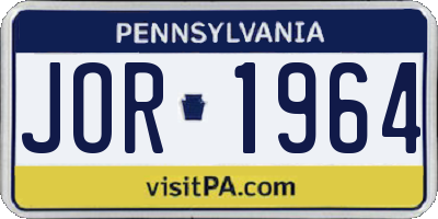 PA license plate JOR1964