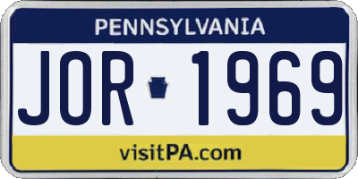 PA license plate JOR1969