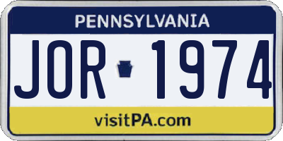 PA license plate JOR1974