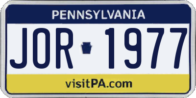 PA license plate JOR1977