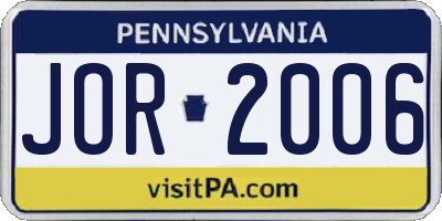 PA license plate JOR2006