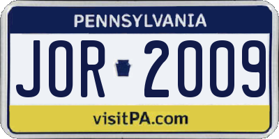PA license plate JOR2009