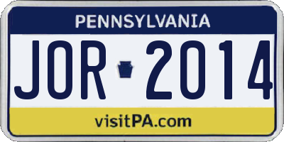 PA license plate JOR2014