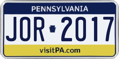PA license plate JOR2017