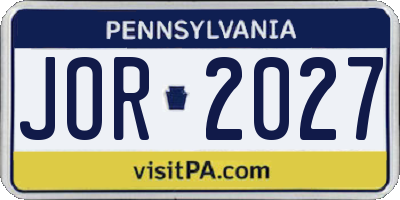 PA license plate JOR2027