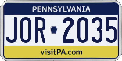 PA license plate JOR2035